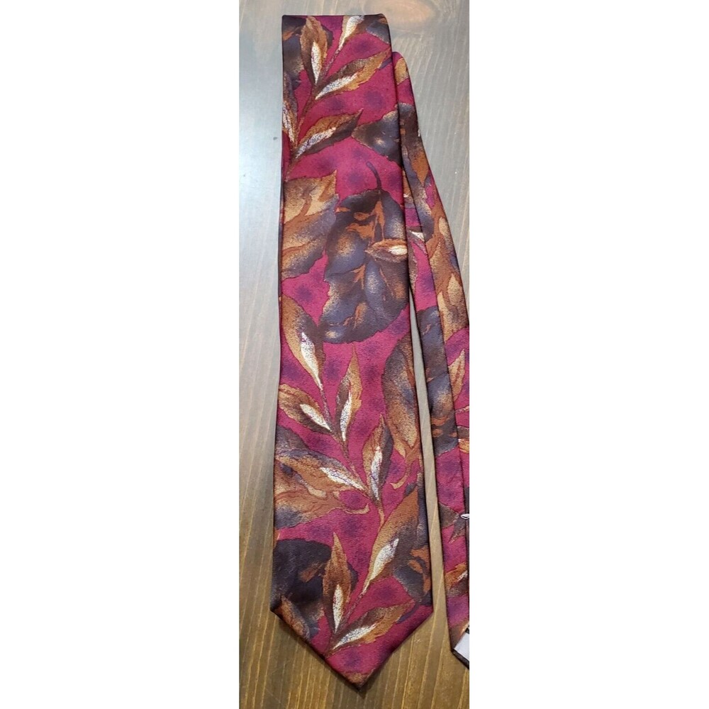 CHRISTIAN DIOR Necktie 100% Silk USA Designer FLORAL Beige Burgundy Vintage 3"